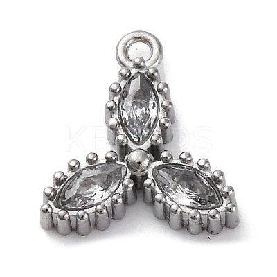 304 Stainless Steel Cubic Zirconia Pendants STAS-R141-03P-04-1