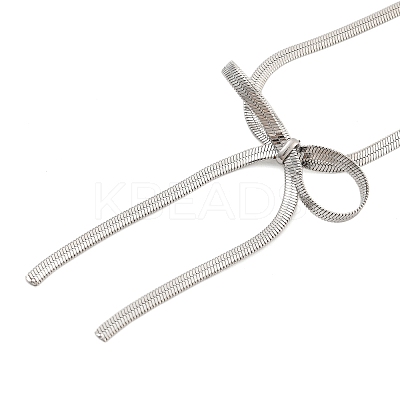 Bowknot 304 Stainless Steel Snake Chain Pendant Necklaces for Women NJEW-G151-01P-1