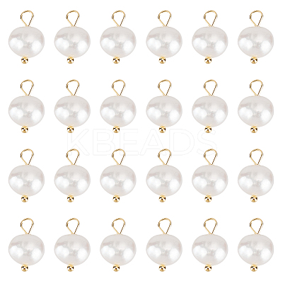 24Pcs Natural Pearl Two Sides Polished Charms PALLOY-HY00055-1
