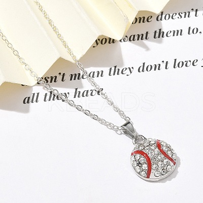 Zinc Alloy Crystal Rhinestone Sport Ball Pendant Cable Chain Necklaces LS-NJEW-U024-01P-02-1