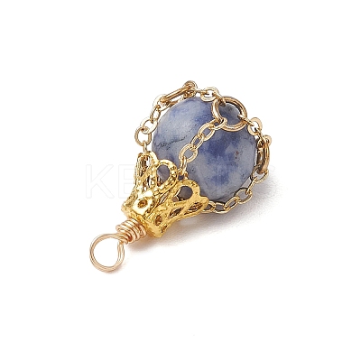 Natural Rose Quartz/Unakite/Black Stone/Blue Spot Jasper/White Jade Pendants PALLOY-JF03396-1