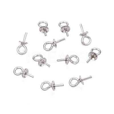 Anti-Tarnish Rhodium Plated 925 Sterling Silver Cup Pearl Bail Pin Pendants STER-N016-41P-1
