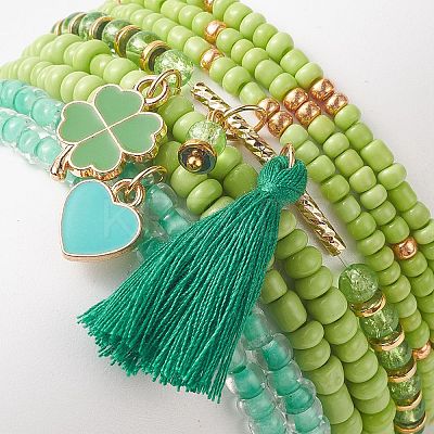 8Pcs 8 Styles Glass Seed Beaded Stretch Bracelets Set BJEW-JB09192-01-1