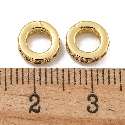 Rack Plating Brass Micro Pave Clear Cubic Zirconia Beads KK-U030-32G-02-1