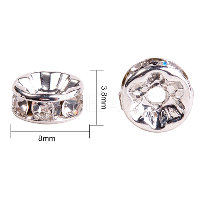 Silver Plated Brass Middle East Rhinestone Spacer Beads RB-PH0001-08S-NF-1
