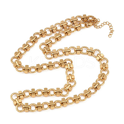 8MM 304 Stainless Steel Twisted Ring Link Chain Necklaces NJEW-Z105-04G-04-1