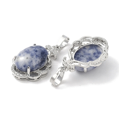 Natural Blue Spot Jasper Oval Pendants G-NH0025-15P-05-1