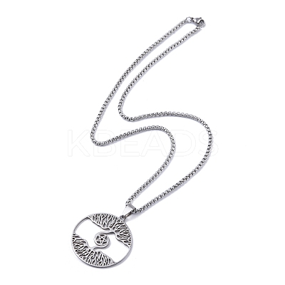 Non-Tarnish 201 Stainless Steel Pendant Necklaces NJEW-C042-07P-1