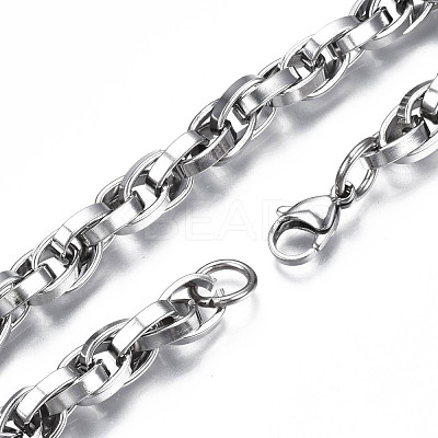 Non-Tarnish 201 Stainless Steel Rope Chain Bracelet for Men Women BJEW-S057-74-1