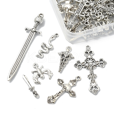 42Pcs 7 Style Gothic Themed Tibetan Style Alloy Pendants Sets TIBEP-FS0001-10-1