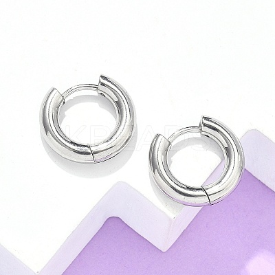 Tarnish Resistant 304 Stainless Steel Huggie Hoop Earrings EJEW-F111-14mm-P-1