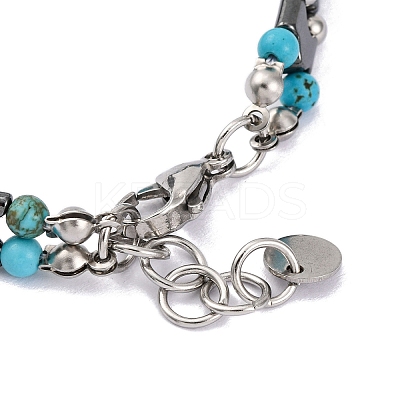 Synthetic Turquoise Beaded Bracelets BJEW-P339-03P-03-1