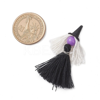5Pcs 5 Colors Handmade Polycotton(Polyester Cotton) Tassel Pendants PALLOY-JF04236-1
