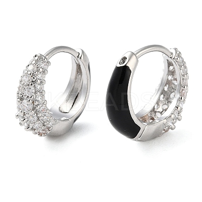 Brass Micro Pave Clear Cubic Zirconia Hoop Earrings for Women LS-EJEW-S234-07P-01-1