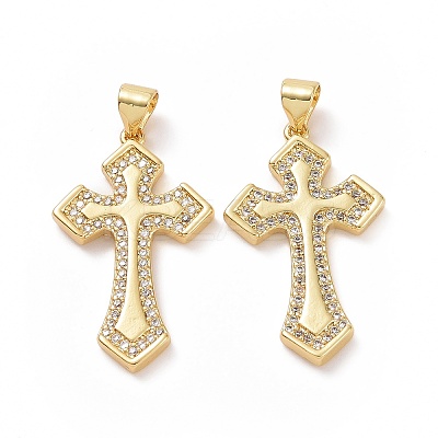 Brass Cubic Zirconia Pendants ZIRC-I062-13G-1