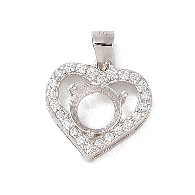 925 Sterling Silver Micro Pave Cubic Zirconia Pendant Setting STER-H113-04P-02-1