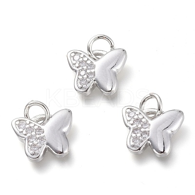 Brass Micro Pave Clear Cubic Zirconia Pendants KK-P188-Q01-P-1