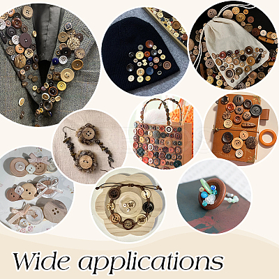 150Pcs 15 Styles Wooden Buttons DIY-PH0031-07-1