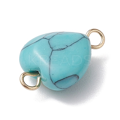 Mixed Gemstone Heart Links Connector Charms with Golden Tone Sun Moon Star Metal Slices PALLOY-JF02762-1