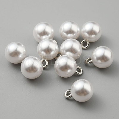 Resin Imitation Pearl Shank Buttons BUTT-WH0029-16A-1