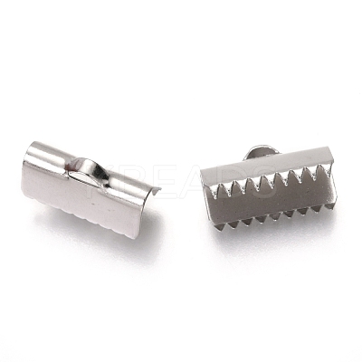 Non-Tarnish 304 Stainless Steel Ribbon Crimp Ends STAS-C018-22P-03-1