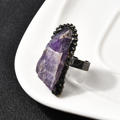 Natural Amethyst Irregular Nugget Open Cuff Rings G-A278-03AB-01-1