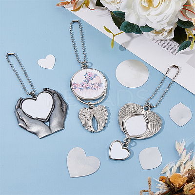 3 Style Alloy Heat Transfer Sublimation Hanging Blank Pendant Decorations HJEW-FH0001-56-1