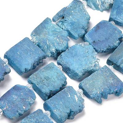 Electroplated Natural Druzy Crystal Beads Strands G-N0257-05-1