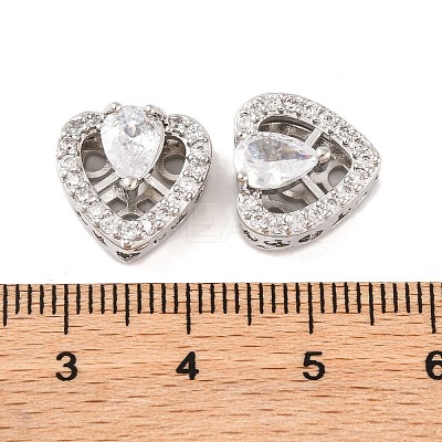 Brass Micro Pave Clear Cubic Zirconia Beads KK-S389-23P-1