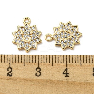 Brass Micro Pave Clear Cubic Zirconia Charms KK-H460-16G-1