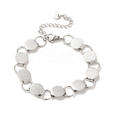 Non-Tarnish 304 Stainless Steel Flat Round Link Chain Bracelet BJEW-Q776-02B-01-1