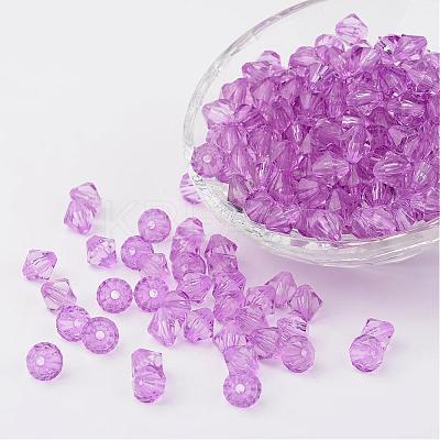 Faceted Bicone Transparent Acrylic Beads DBB6mm-75-1
