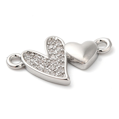 Brass Micro Pave Clear Cubic Zirconia Connector Charms KK-G503-33P-1