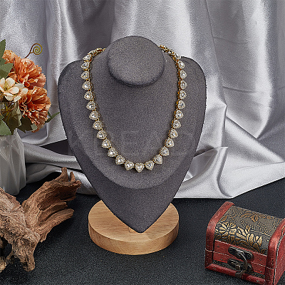 1Pc Heart Zinc Alloy Crystal Rhinestone Cup Chain Tennis Necklaces for Women NJEW-SP0001-06G-1