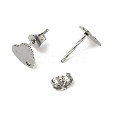 Non-Tarnish 304 Stainless Steel Heart Stud Earring Findings STAS-R063-37-1