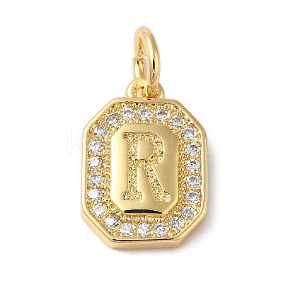 Real 18K Gold Plated Brass Micro Pave Clear Cubic Zirconia Pendants KK-L216-002G-R-1