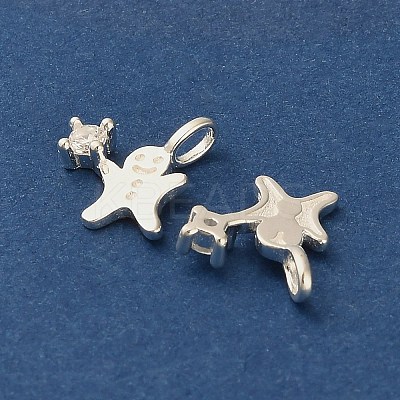 925 Sterling Silver Pave Clear Cubic Zirconia Christmas Gingerbread Man Charms STER-Z104-01S-1