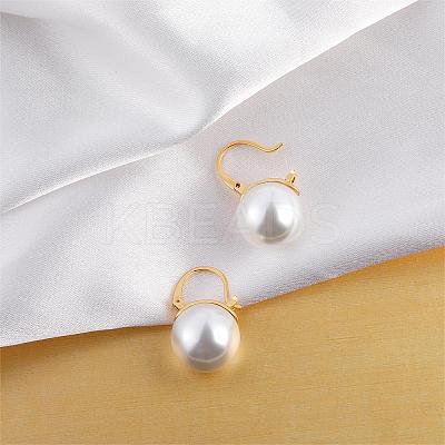 Pearl Earrings Gray Round Ball Hoop Dangle Earrings Stud Elegant Shell Pearl Drop Stud Imitation Freshwater Cultured Pearls Earrings Brass Charms Jewelry Gift for Women JE1096A-1