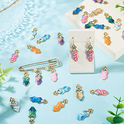32Pcs 8 Colors Alloy Enamel Pendants ENAM-TA0003-95-1