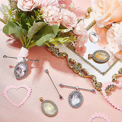 DIY Oval Pendant Brooch Making Kits DIY-CA0004-04-1