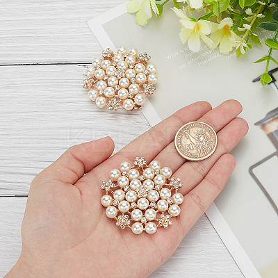 1 Pair Flower ABS Imitation Pearl Detachable Alloy Shoe Buckle Clips DIY-WR0004-08A-1