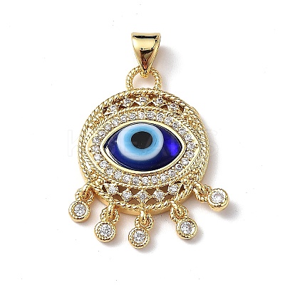Lampwork Evil Eye Pendants with Colorful Cubic Zirconia ZIRC-L102-14G-03-1