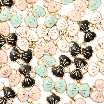 40Pcs 4 Colors Alloy Enamel Pendants ENAM-CJ0002-17-1