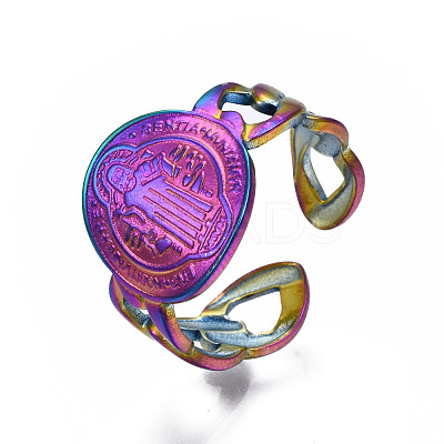 Oval with Jesus Cuff Rings RJEW-N038-013-1