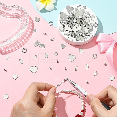 160Pcs 16 Styles 304 Stainless Steel Chain Tabs FIND-CJ0004-88-1