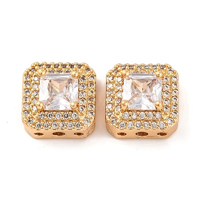 Brass Micro Pave Clear Cubic Zirconia Beads LS-KK-S389-29G-1