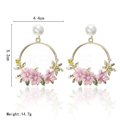 Ring with Flower Alloy & Rhinestone & Polymer Clay Stud Dangle Earrings FS-WGDD86E-04-1