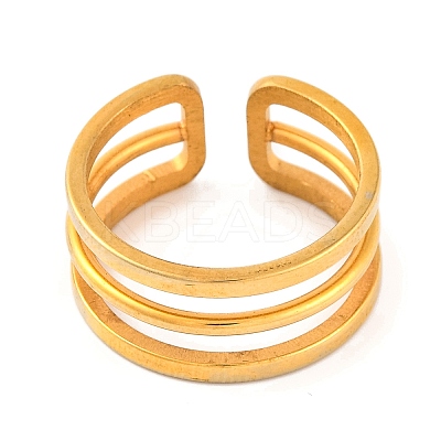Ion Plating(IP) 304 Stainless Steel Hollow Multi-layer Open Cuff Finger Rings for Women RJEW-S414-19B-G-1