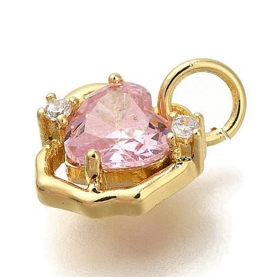 Rack Plating Brass Micro Pave Cubic Zirconia Charms KK-I720-08G-1