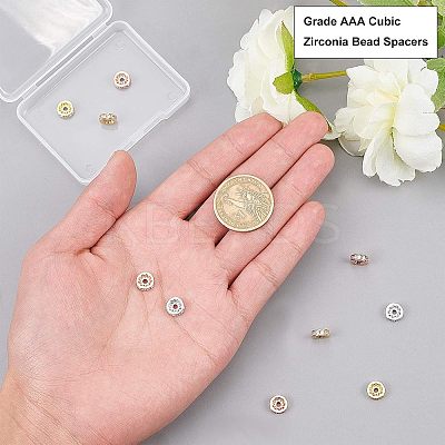 CZ Brass Micro Pave Grade AAA Cubic Zirconia Bead Spacers KK-NB0002-28-NR-1